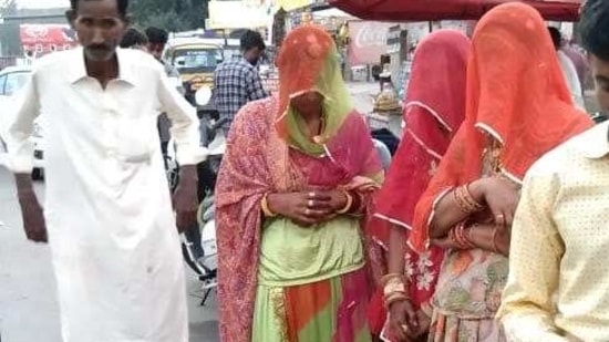 The brides arrived from Pakistan with some of their family members.