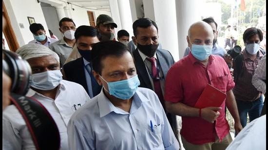 Delhi chief minister Arvind Kejriwal and deputy chief minister Manish Sisodia arrive at Vidhan Sabha for the Budget Session, in New Delhi on March 9. (PTI) Delhi chief minister Arvind Kejriwal and deputy chief minister Manish Sisodia arrive at Vidhan Sabha for the Budget Session, in New Delhi on March 9. (PTI)