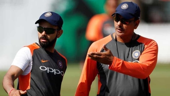 File photo of Virat Kohli and Ravi Shastri.(Reuters) File photo of Virat Kohli and Ravi Shastri.(Reuters)