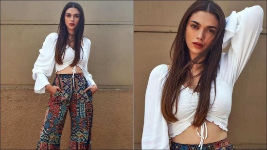 Aditi Rao Hydari serves luxurious elegance in sexy white top, carpet print pants(Instagram/sanamratansi)