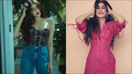 Janhvi Kapoor gives sensual twist to high street in corset top, blazer dress(Instagram/janhvikapoor/mohitrai)