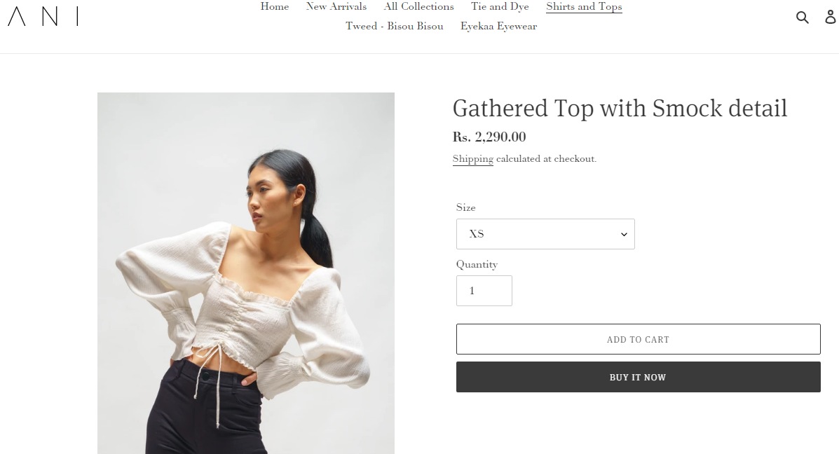 Aditi Rao Hydari’s white gathered top from ANI Clothing (aniclothing.in)
