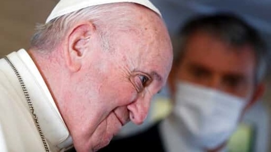 Pope Francis speaks to journalists, while flying back to The Vatican at the end of his four-day trip to Iraq.(AP)
