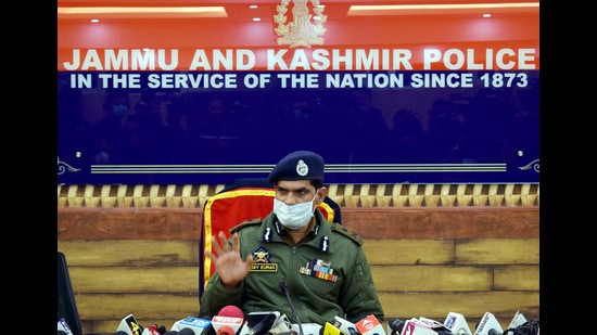 IGP Kashmir Zone Vijay Kumar addressing a press conference in Srinagar on Wednesday. (ANI) IGP Kashmir Zone Vijay Kumar addressing a press conference in Srinagar on Wednesday. (ANI)