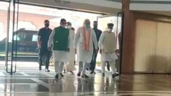 Prime Minister Narendra Modi arrives to attend BJP's parliamentary meeting. (ANI Photo ) Prime Minister Narendra Modi arrives to attend BJP's parliamentary meeting. (ANI Photo )