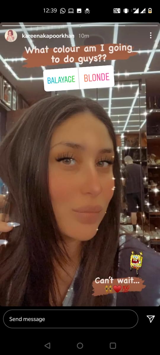 Kareena at her salon session. Kareena at her salon session.