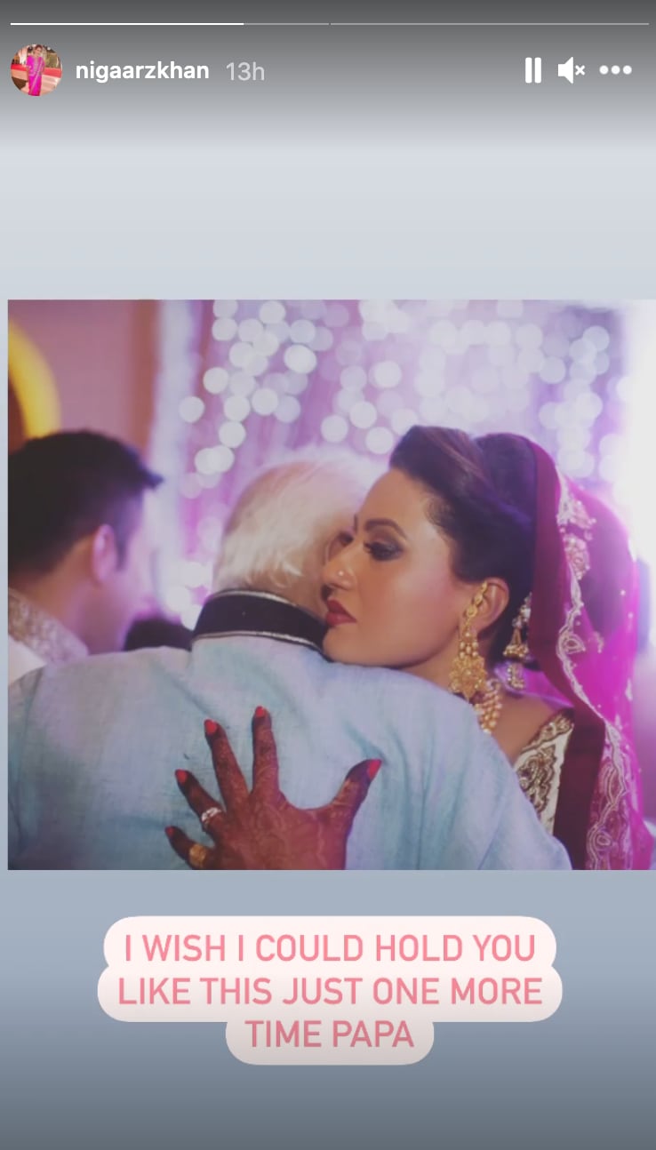 Nigaar's post for her father. Nigaar's post for her father.