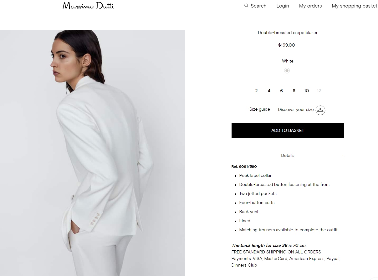 The blazer costs  ₹14,521 (massimodutti.com)