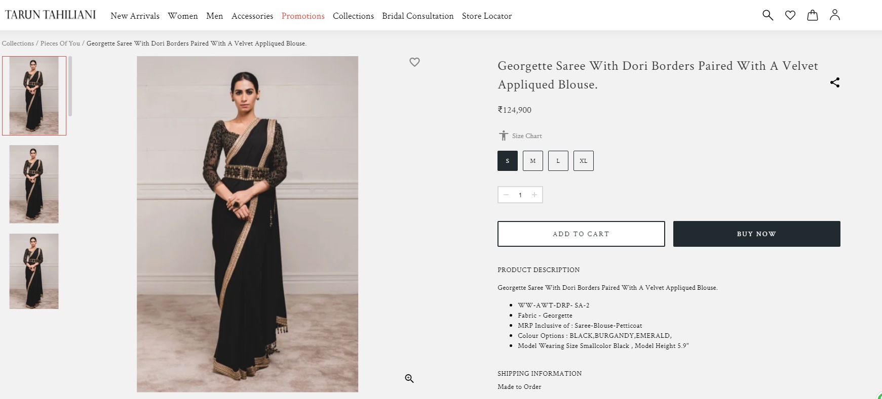 The saree is worth  ₹1.2 lakh (taruntahiliani.com)