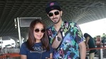 Neha Kakkar with Rohanpreet Singh at Mumbai airport.(Varinder Chawla) Neha Kakkar with Rohanpreet Singh at Mumbai airport.(Varinder Chawla)