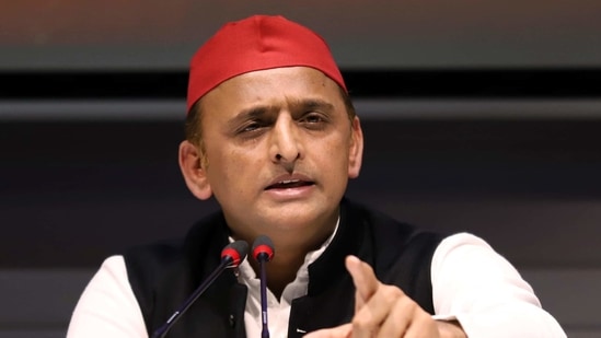 Samajwadi Party national president Akhilesh Yadav addresses a press conference. (ANI)