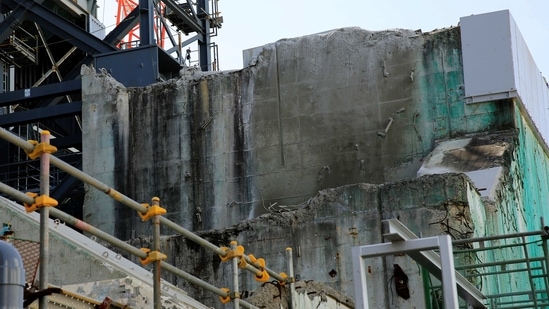 The damage to the No. 3 reactor building shows the ferocity of the hydrogen blast that happened after a tsunami struck at Fukushima Daiichi nuclear power plant in Okuma town, Fukushima prefecture, Japan on March 1, 2021. (Sakura Murakami / REUTERS)