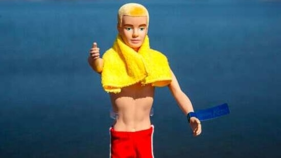 A reproduction of the original Ken doll, launched in 1961 as a companion to Barbie, appears in Bergen County, N.J., on Monday, March 8, 2021. Mattel has put the doll on sale this week to commemorate its 60th anniversary. (AP)