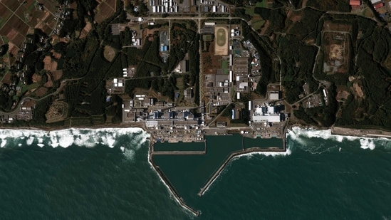 A rotated overview of the Fukushima Daiichi Nuclear Power Plant, Japan before the 2011 earthquake and tsunami, in this Maxar handout satellite image taken on November 15, 2009. (Maxar Technologies via REUTERS)