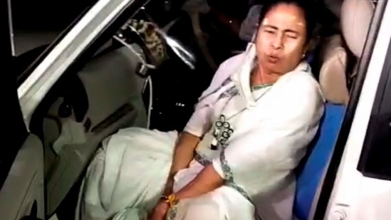 West Bengal chief minister Mamata Banerjee injured during her campaign trial at Nandigram in Purba Medinipur. (PTI Photo ) West Bengal chief minister Mamata Banerjee injured during her campaign trial at Nandigram in Purba Medinipur. (PTI Photo )