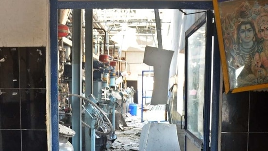 Scene from the blast site. (HT Photo) Scene from the blast site. (HT Photo)