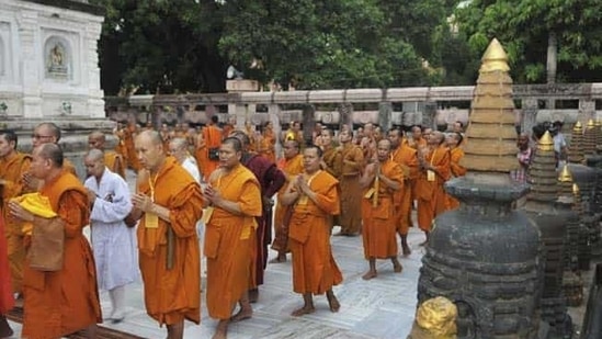 Foreign tourists from Buddhist countries throng Bodh Gaya. 
