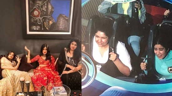 Janhvi not only poses candidly in front of the camera but is rather funny behind it too. Sister Anshula had once shared a picture to show how they all crashed on the couch after a Diwali party in 2019. Janhvi had shared a funny picture of them on a roller coaster ride.