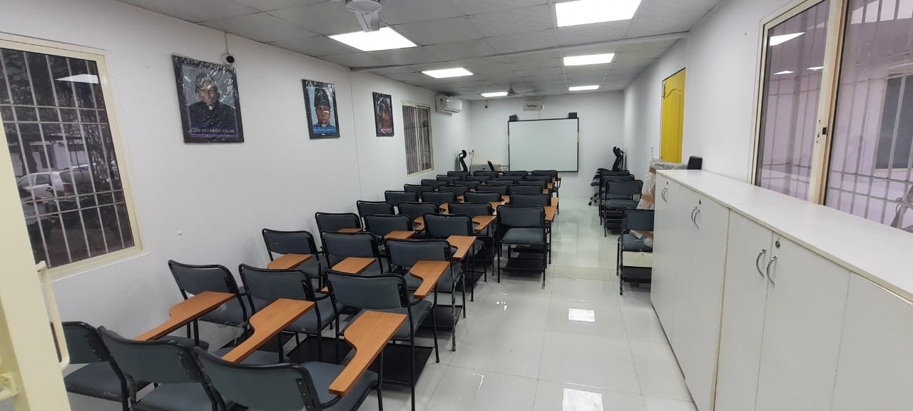 The library has a provision to seat 100 students at a time. The library has a provision to seat 100 students at a time.