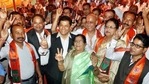 Assam BJP chief, Sarbananda Sonowal Assam (3rd L) and Bijoya Chakraborty (C), MP, with newly joined party members in Guwahati (PTI photo) Assam BJP chief, Sarbananda Sonowal Assam (3rd L) and Bijoya Chakraborty (C), MP, with newly joined party members in Guwahati (PTI photo)
