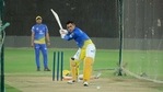 MS Dhoni during practice. (Twitter) MS Dhoni during practice. (Twitter)