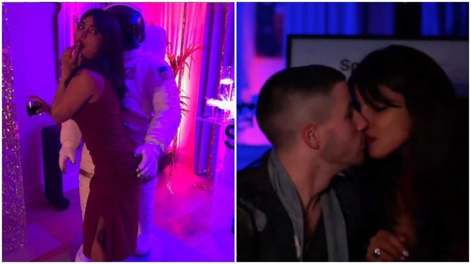 Nick Jonas Xxx Videos - Priyanka Chopra interrupts Nick Jonas' Spaceman music video launch with  kiss, he shares a cheeky pic of her. Watch - Hindustan Times