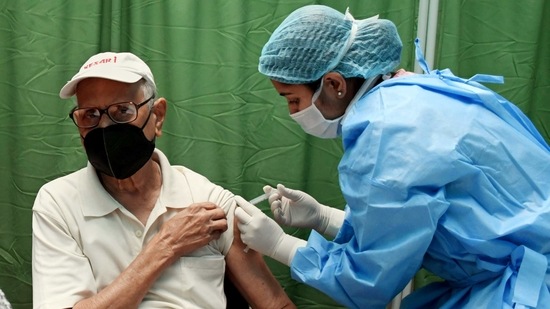 An elderly man gets the dose of Covid-19 vaccine at a hospital in Mumbai (ANI Photo) An elderly man gets the dose of Covid-19 vaccine at a hospital in Mumbai (ANI Photo)