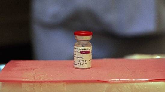 A vial of the AstraZeneca Covid-19 vaccine at the Bamrasnaradura Infectious Diseases Institute in Nonthaburi, Thailand, on Friday, March 12, 2021. (Andre Malerba/Bloomberg)