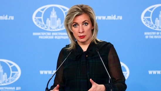 Russian Foreign Ministry spokesperson Maria Zakharova gestures while speaking during the briefing about foreign policy in Moscow. (via AP) Russian Foreign Ministry spokesperson Maria Zakharova gestures while speaking during the briefing about foreign policy in Moscow. (via AP)
