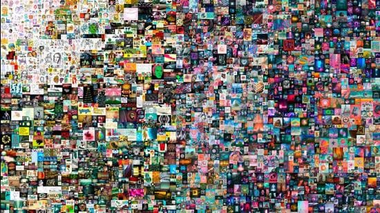This digital collage, titled Everydays: The First 5,000 Days, by American artist Beeple, also known as Mike Winkelmann, a pioneer of the exploding virtual art market, sold for a record $69.3 million, Christie's announced on March 11. (AFP) This digital collage, titled Everydays: The First 5,000 Days, by American artist Beeple, also known as Mike Winkelmann, a pioneer of the exploding virtual art market, sold for a record $69.3 million, Christie's announced on March 11. (AFP)