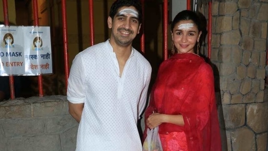 Alia Bhatt and Ayan Mukerji at a temple on Maha Shivratri.