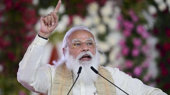 Narendra Modi flagged off foot march from Ahmedabad to Dandi, as part of the 'Azadi ka Amrit Mahotsav' program to mark the 75 years of India's independence.(PTI)