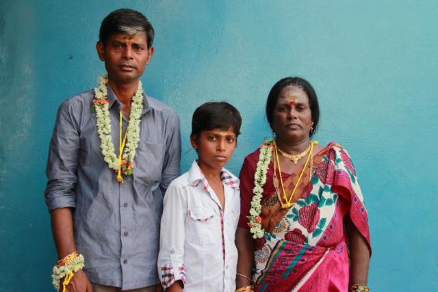 A couple with their child after participating in a religious marriage ritual for transgenders at the Koothandavar temple in Koovagam,Tamil Nadu, on May 05, 2015. (Shutterstock) A couple with their child after participating in a religious marriage ritual for transgenders at the Koothandavar temple in Koovagam,Tamil Nadu, on May 05, 2015. (Shutterstock)
