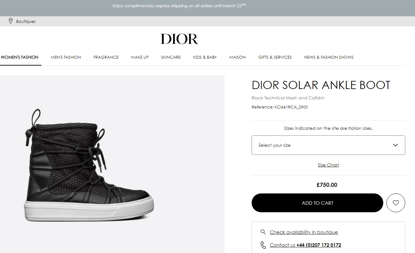 The shoes cost  ₹76k. (Dior.com)