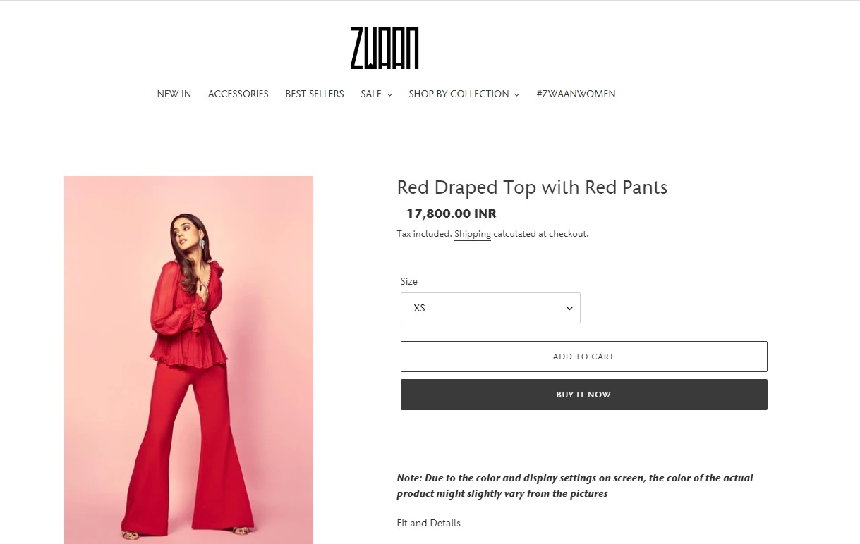 The co-ord set is worth  ₹17,800. (zwaan.in)