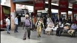 Passengers walking around without masks at the bus stand in Ludhiana on Saturday. (Gurpreet Singh/HT) Passengers walking around without masks at the bus stand in Ludhiana on Saturday. (Gurpreet Singh/HT)