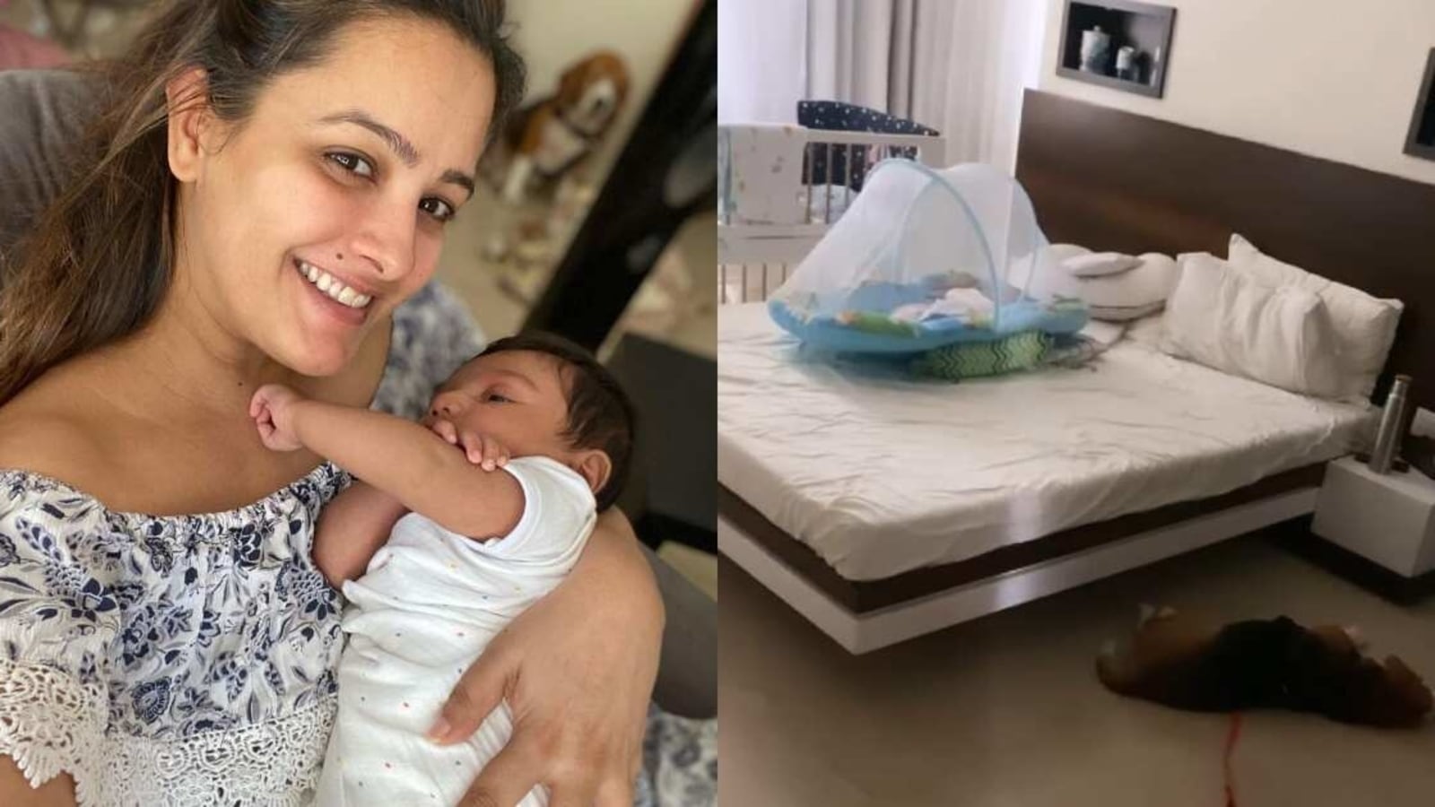 Anita Hassanandani goes 'awww' after she spots son Aaravv and dog Mowgli napping together: 'My cuties'