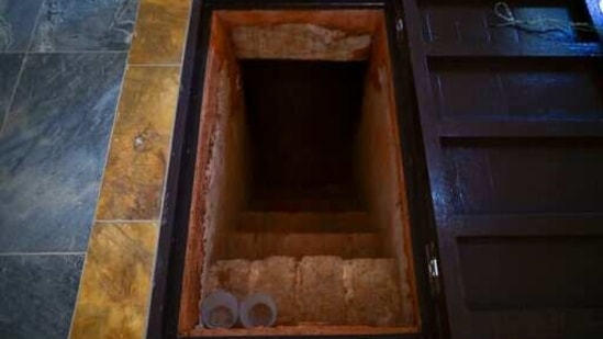 The entrance to a crypt stands in the middle of the altar inside the second oldest Spanish church in the Americas, the San Jose Church, that will reopen following a massive reconstruction that took nearly two decades to complete, in San Juan, Puerto Rico, Tuesday, March 9, 2021. “We let the church talk to you,” said architect Jorge Rigau, adding that people “will find witnesses, ghosts, memories, scars.” (AP)