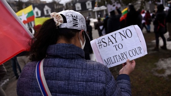 Domestic media reported two protesters were killed in police firing in the Tharketa district of Myanmar's commercial capital Yangon overnight. (Representative Image) (AP) Domestic media reported two protesters were killed in police firing in the Tharketa district of Myanmar's commercial capital Yangon overnight. (Representative Image) (AP)