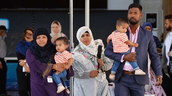 Members of the Muslim community leave after attending a national remembrance service in Christchurch to mark two years since the Christchurch mosque attacks. (AFP) Members of the Muslim community leave after attending a national remembrance service in Christchurch to mark two years since the Christchurch mosque attacks. (AFP)