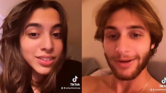 Aaliyah Kashyap and her boyfriend Shane Gregoire take up the 'pass the phone' challenge. 