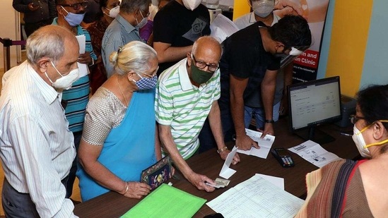 A total of 9,344 people were vaccinated on Saturday, the bulletin said, with no cases of AEFI. In picture - Citizens at a hospital in Bengaluru. (ANI) A total of 9,344 people were vaccinated on Saturday, the bulletin said, with no cases of AEFI. In picture - Citizens at a hospital in Bengaluru. (ANI)