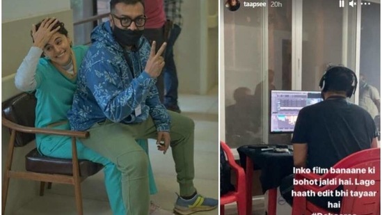 Taapsee Pannu with Anurag Kashyap on Dobaaraa sets.