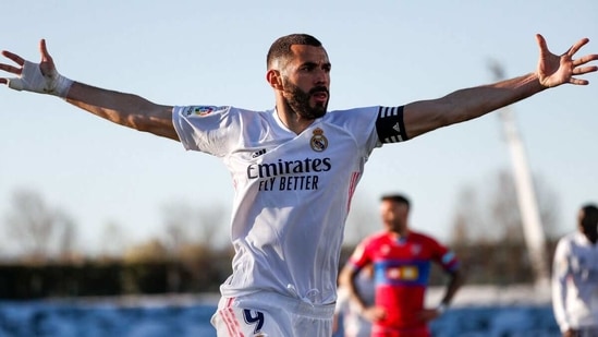 Karim Benzema celebrates his goal. (Real Madrid/Twitter) Karim Benzema celebrates his goal. (Real Madrid/Twitter)