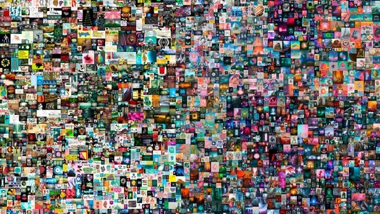 This undated photo released by Christie's on Thursday, March 11, 2021 shows a digital collage titled “Everydays: The First 5,000 Days," by an artist named Beeple. (AP) This undated photo released by Christie's on Thursday, March 11, 2021 shows a digital collage titled “Everydays: The First 5,000 Days," by an artist named Beeple. (AP)