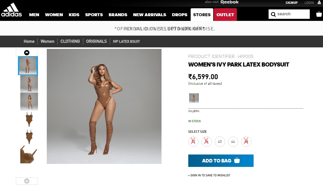 The bodysuit is worth  ₹6,599 (adidas.co.in)