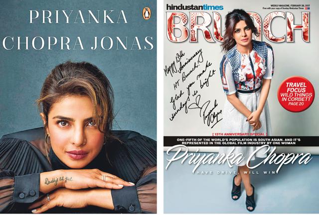 Priyanka admet qu'elle a laissé de côté une grande partie de sa vie dans ses mémoires récemment publiés, Unfinished;  (À droite) sa dernière couverture du HT Brunch en 2017 a célébré le 13e anniversaire du magazine