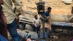 Repair work was underway in Delhi's Vikas Kunj area on Sunday. (@mohangupta505/Twitter Photo ) Repair work was underway in Delhi's Vikas Kunj area on Sunday. (@mohangupta505/Twitter Photo )