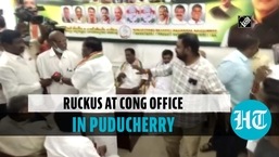 Ruckus during Congress meeting in Puducherry after party leader raised DMK flag