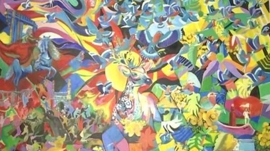 In his recent artwork, Venkatesh has depicted the Ramayana through abstract painting technique.(ANI)